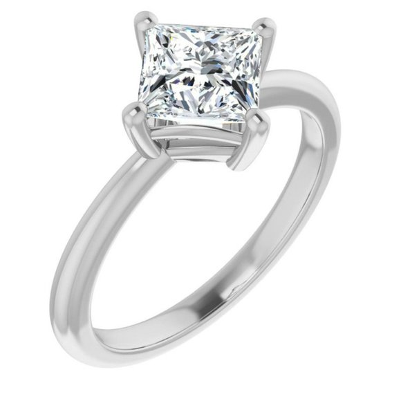 3.0Carat -8mm Kite-Set Princess Moissanite Solitaire Ring - Picture 2 of 14